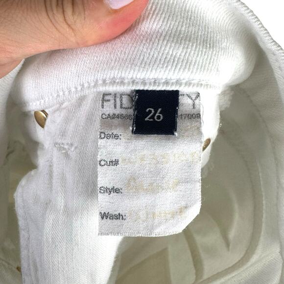 Fidelity NWT Aline Regal White Denim Center Slit Short Knee Length Pencil Skirt - Picture 8 of 8